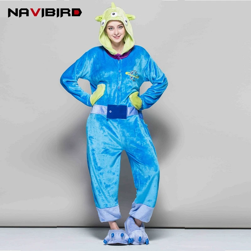 Кигуруми 2018 осень Monester три глаза университет Салли Onesie для взрослых капюшон