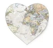 

1.5inch Classic World Map Heart Sticker