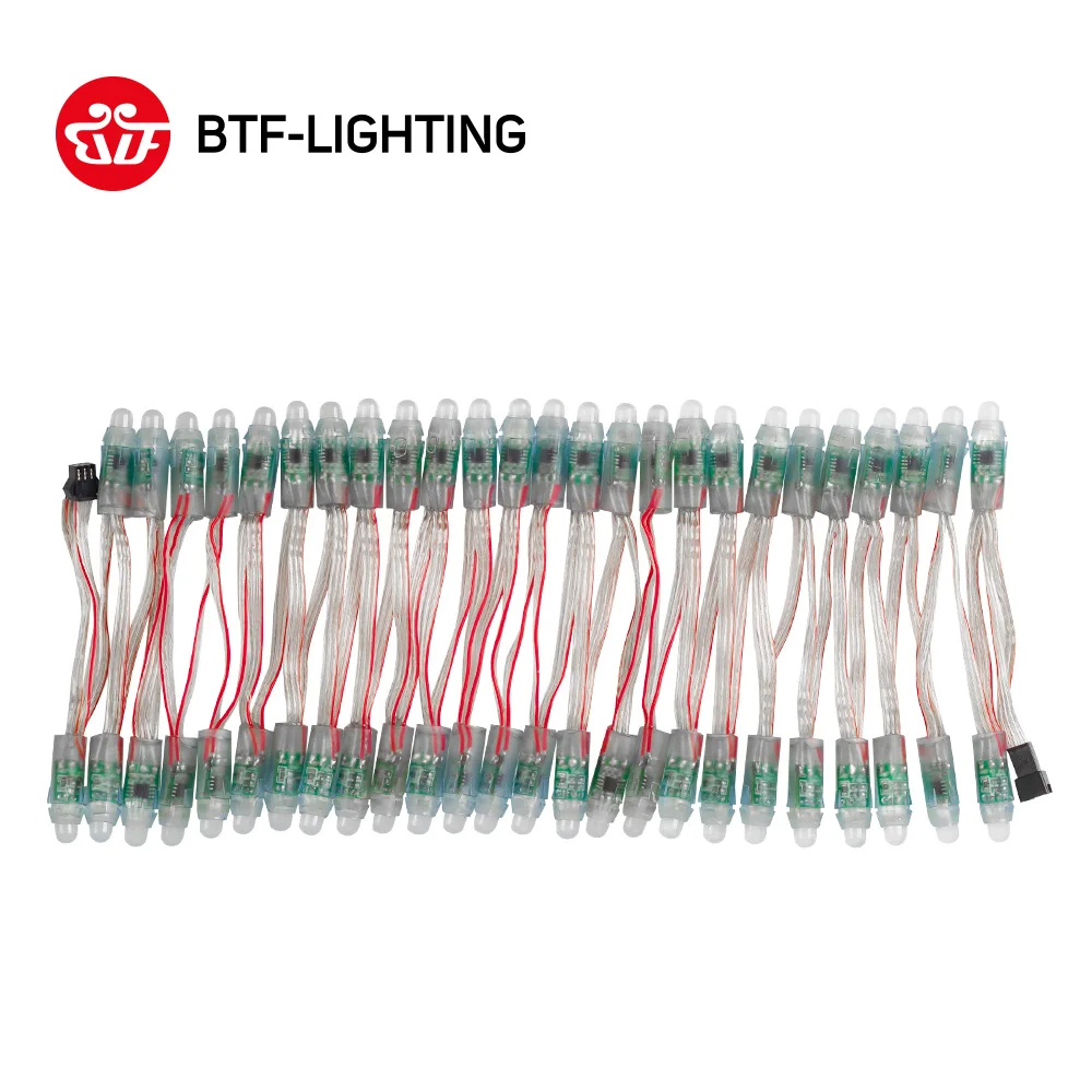 50 шт./100 шт. 12 мм WS2811 IC RGB светодиодный пиксели Модуль светильник черный/зеленый/RWB провода кабель IP68 DC5V/DC12V Праздники/Рождество/фестиваль