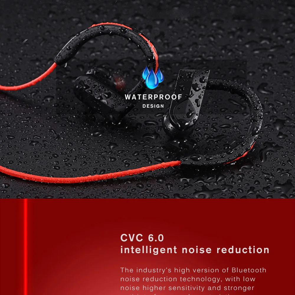 Спортивные Bluetooth наушники CBAOOO, беспроводные наушники, bluetooth-гарнитура, водонепроницаемые наушники с шумоподавлением и микрофоном для android ios