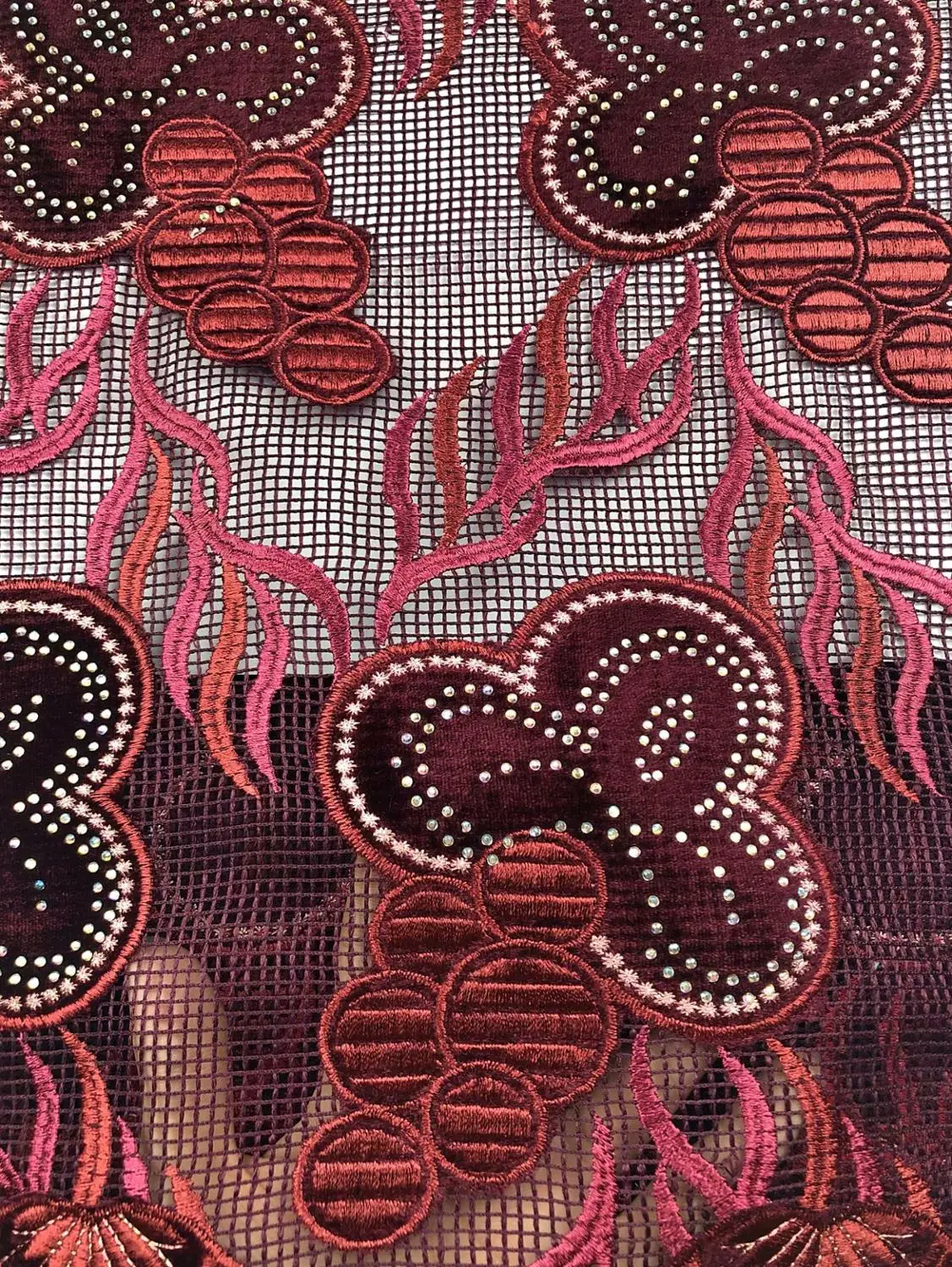 

Newest style velvet lace fabric net tulle lace with velvet cloth for women dress sewing 5yards comfortable HuasiJUN211