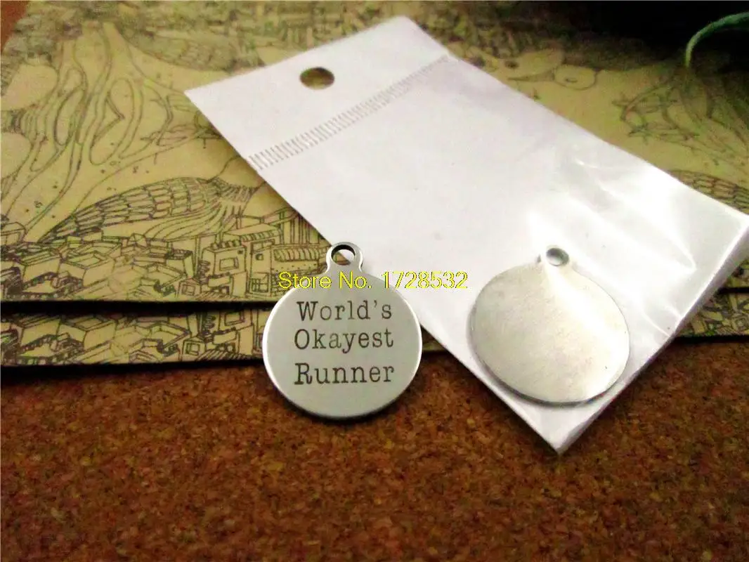 10 шт. подвески из нержавеющей стали &quotWorld's Okayest Runner&quot DIY Подвески для
