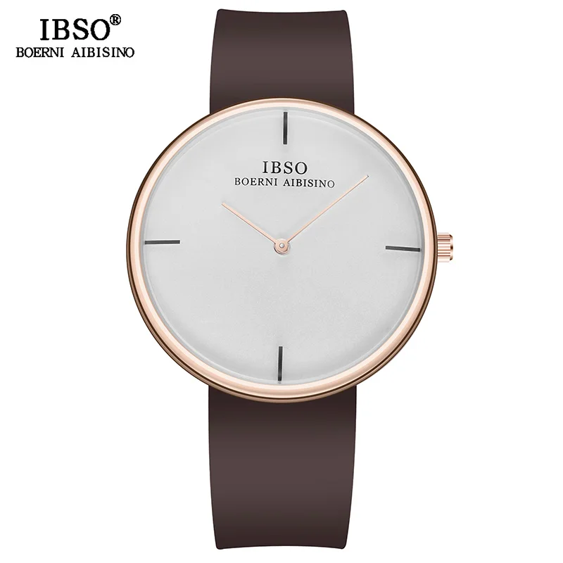 White dial Brown IBSO Креативные мужские часы, силиконовые спортивные часы, Relogio Masculino, Топ бренд, роскошные мужские кварцевые часы, лучшие подарки#8306 - Цвет: White dial Brown
