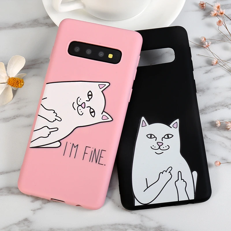 TPU Soft Silicone Middle Finger Cat Pattern Case For Samsung Galaxy J7 J3 J5 A5 A3 J2 J4 J6 A6 Plus J8 A7 2016 2017 2018 Capa |