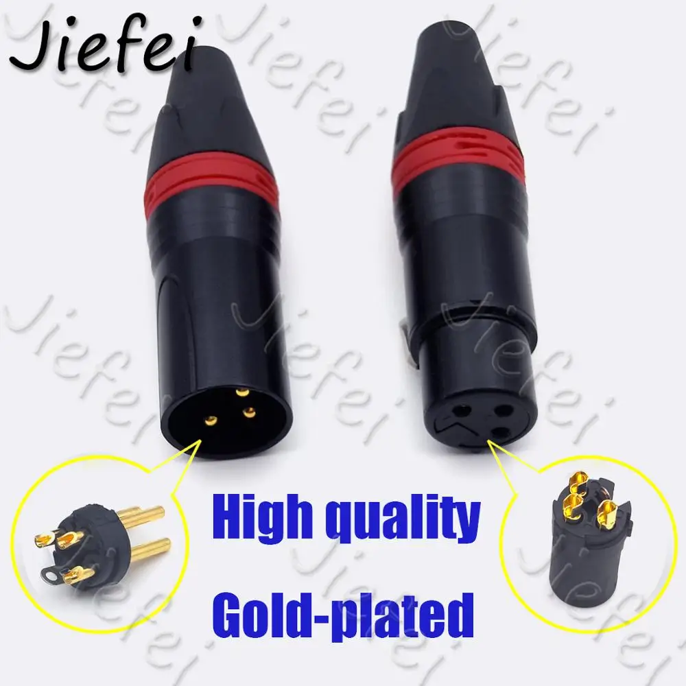 

5-50Set Gold plated XLR 3Pin Audio Microphone Cable Connector Black Male + Female MIC Plug Cable Connect XLR Adapter