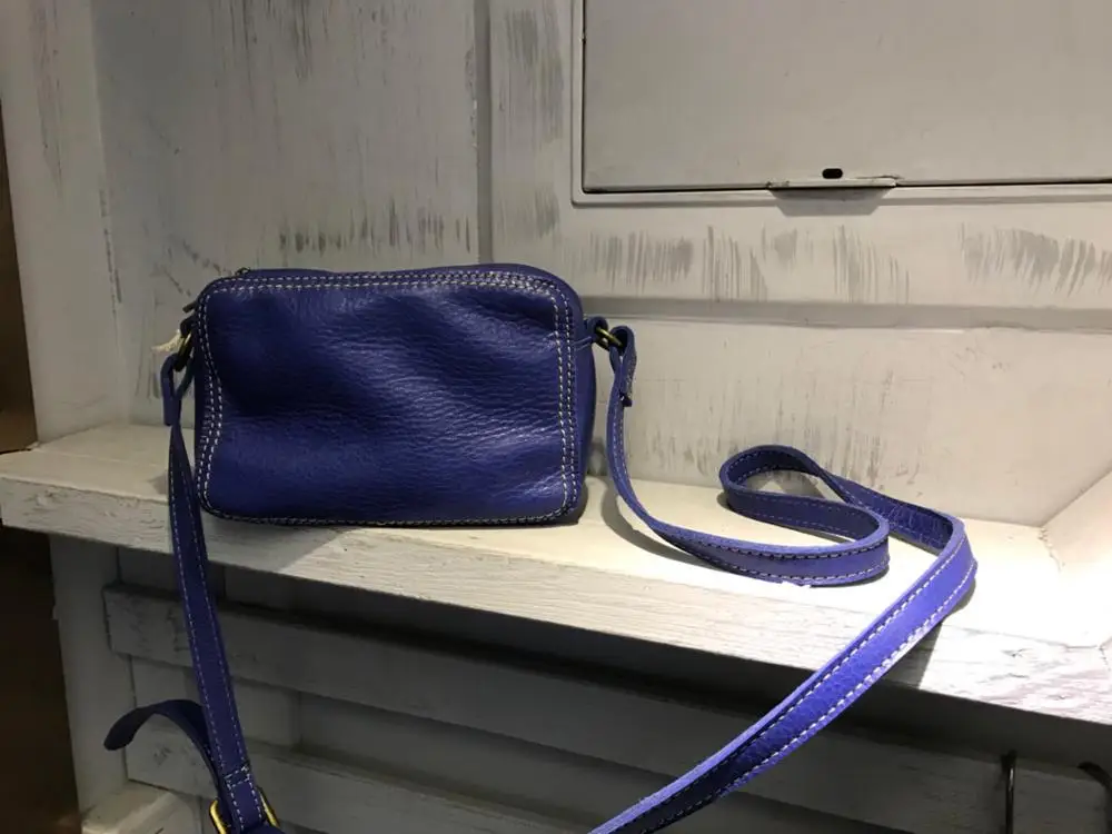 blue Vendange Дамская кожаная сумка ручной работы, Повседневная Ретро сумка на плечо, сумка-мессенджер 2323 - Цвет: blue