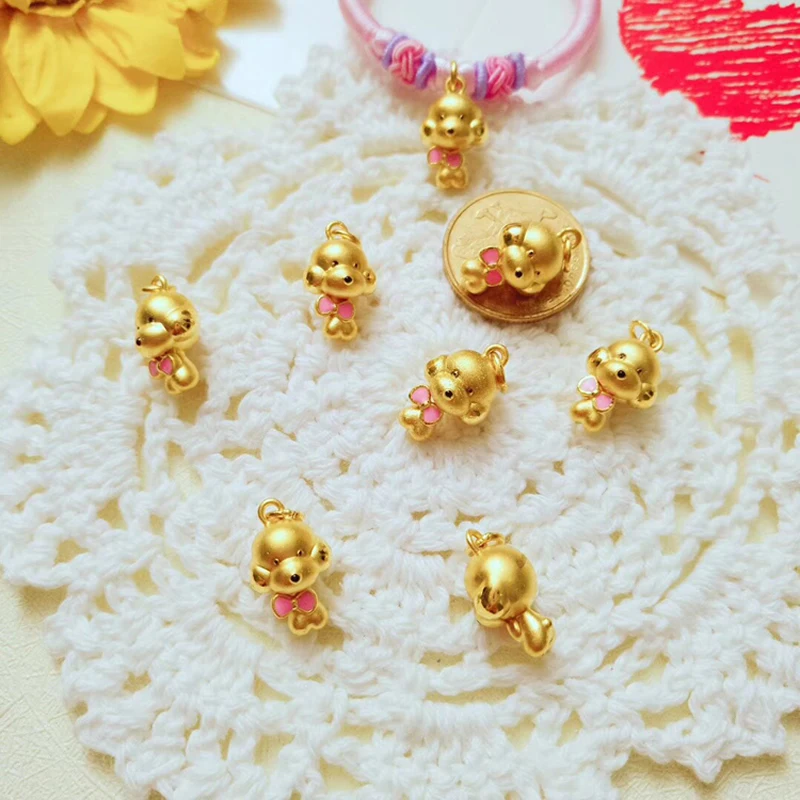 

Pure 24K Yellow Gold Bracelet Women 999 Gold Pink Dog Bracelet