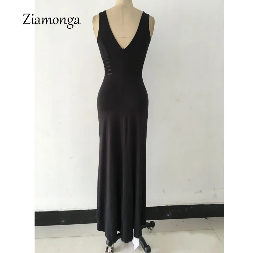 Ziamonga элегантное вечернее длинное платье женское модное черное Сетчатое с