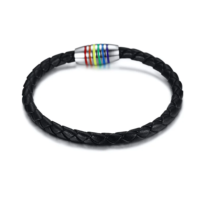 Стильный кожаный браслет Vnox для женщин и мужчин с застежкой из нержавеющей стали