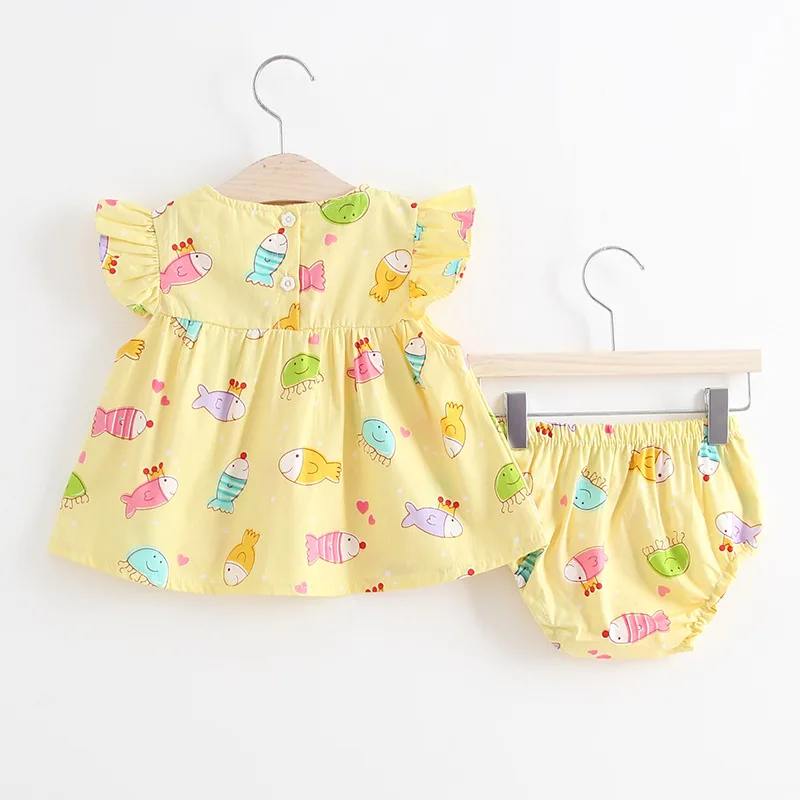 BibiCola baby girls summer dress clothing set todder short 2 piece sets infant pure princess dress+underpants | Детская одежда и