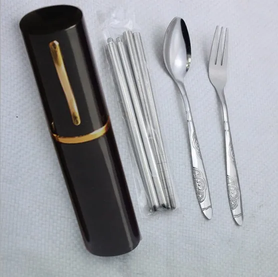 1 комплект набор из трех предметов портативные складные палочки для еды ложка