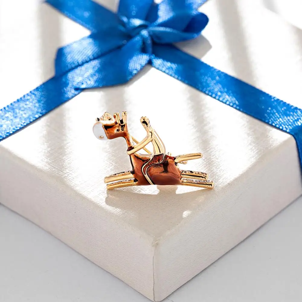 New Animal Brooch Fashion European And American Personality Pony Alloy Drop Oil Brooches Jewelry Crystal Accessory | Украшения и