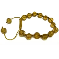 7 inches 10mm yellow natural crystal beaded adjustable bracelet