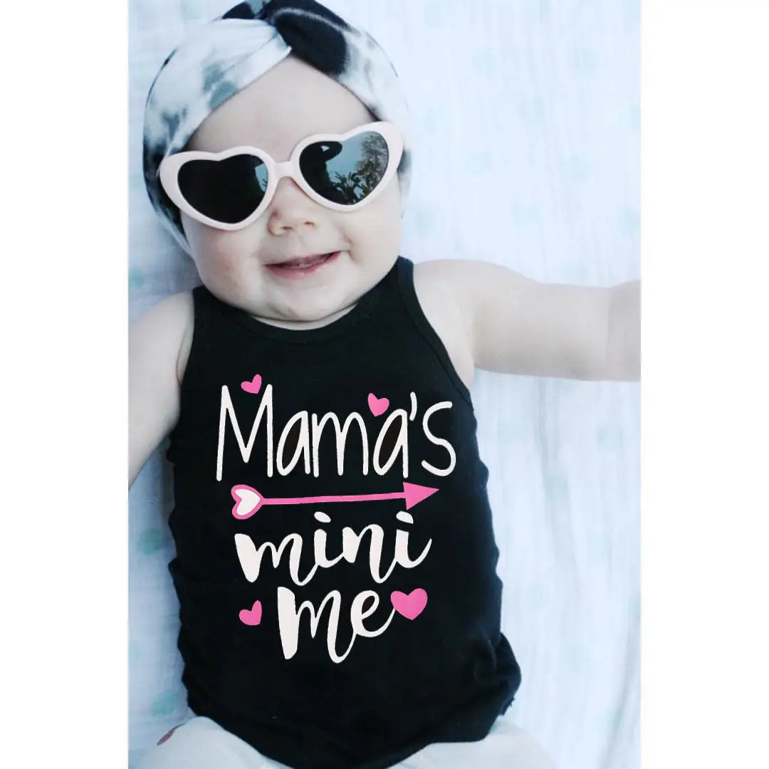 Боди для новорожденных девочек без рукавов с надписью летний черная одежда