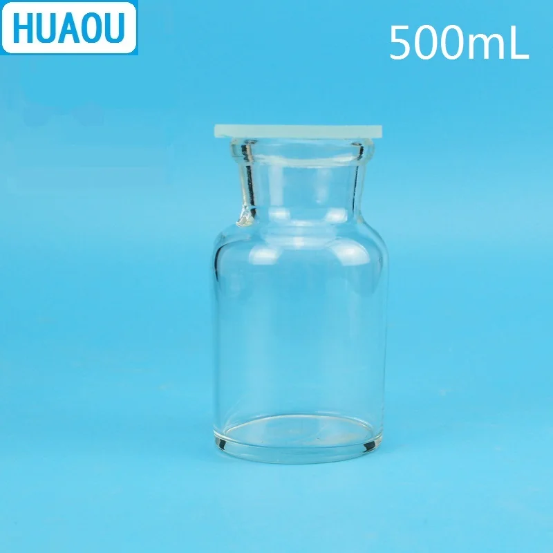 

HUAOU 500mL Gas Collecting Bottle Transparent Clear Glass with Ground - In Glass Sheet Collector Laboratory Chemistry Equipment