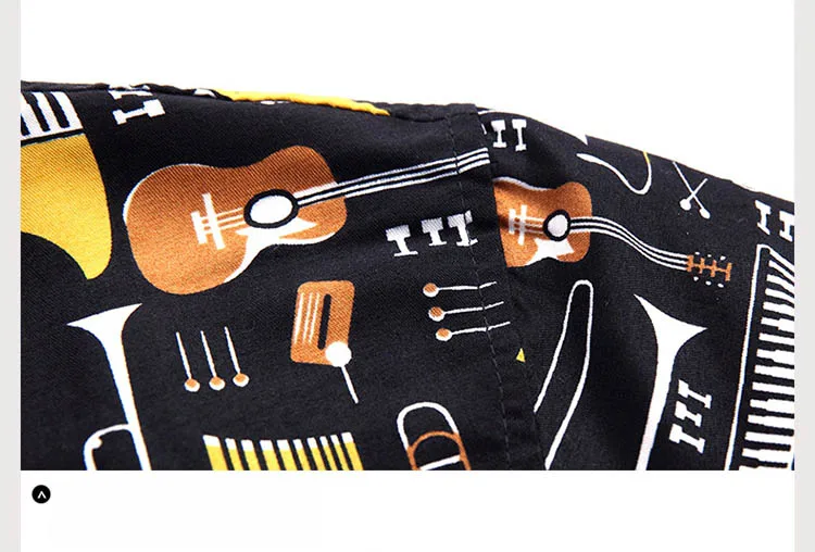 New Fashion Musical Instruments Printing Casual Fit Long Sleeve Shirts 5XL 6XL 7XL