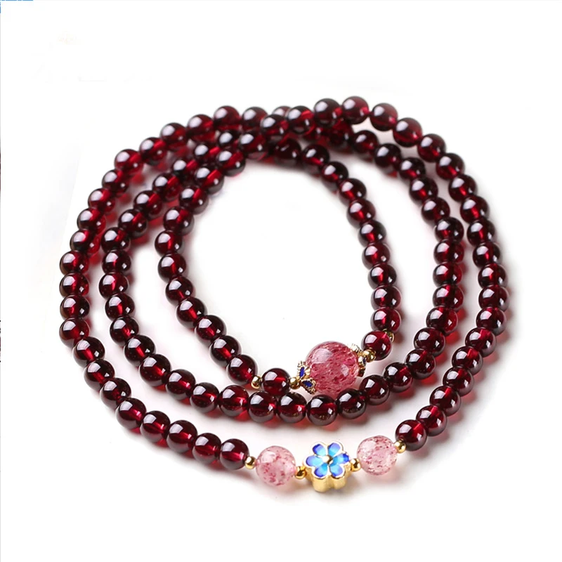 

Wholesale Red Wine Natural Garnet Stone Bracelets Round Bead Bracelet Lucky for Girl Gift Vintage Ethnic Style Bracelet Jewelry
