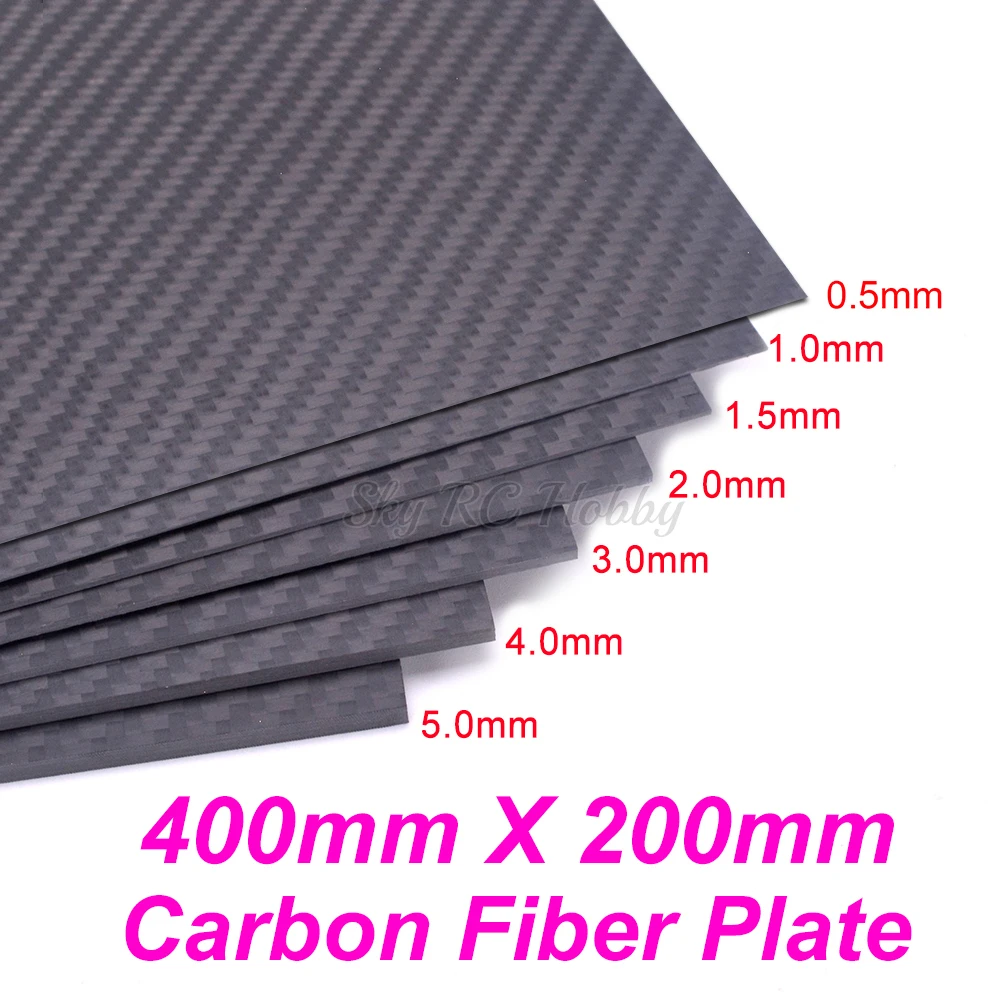 400mm X 200mm Real Carbon Fiber Platte Panel Blätter 0,5mm 1mm 1,5mm 2mm 3mm 4mm 5mm dicke Verbund Härte Material für RC