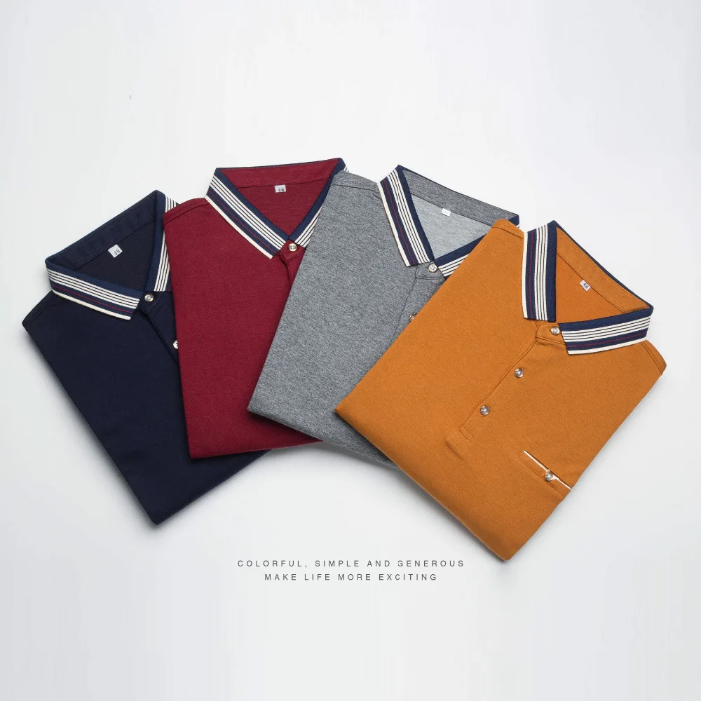 

High quality spring autumn Men's slim fit polo shirt business casual solid polo shirt brand men's Long sleeve polo shirt
