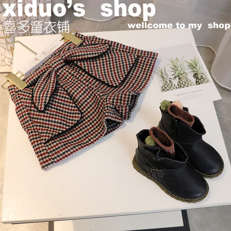 2018 новая зимняя одежда для девочек универсальные с тремя острыми носками бантом