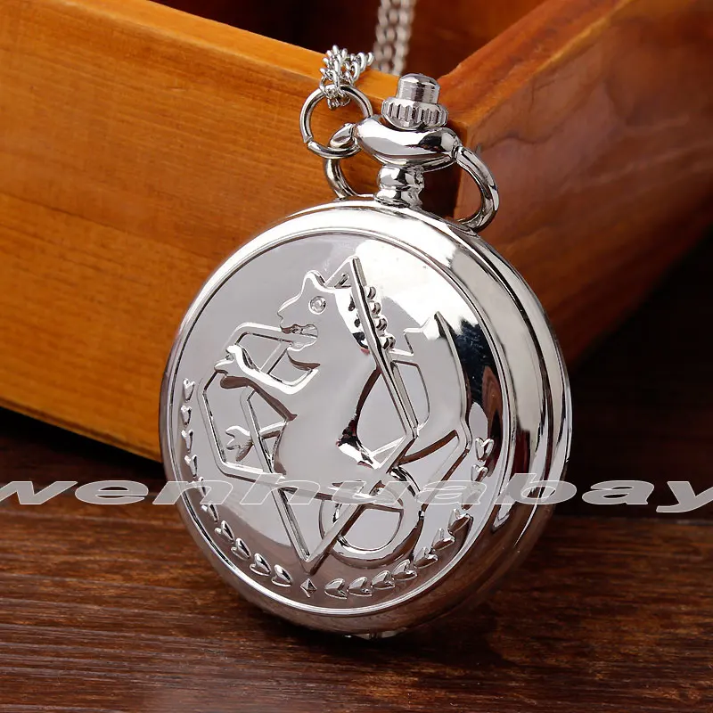 Уникальные Серебристые часы для косплея Эдварда Wlric аниме Fullmetal Alchemist карманные