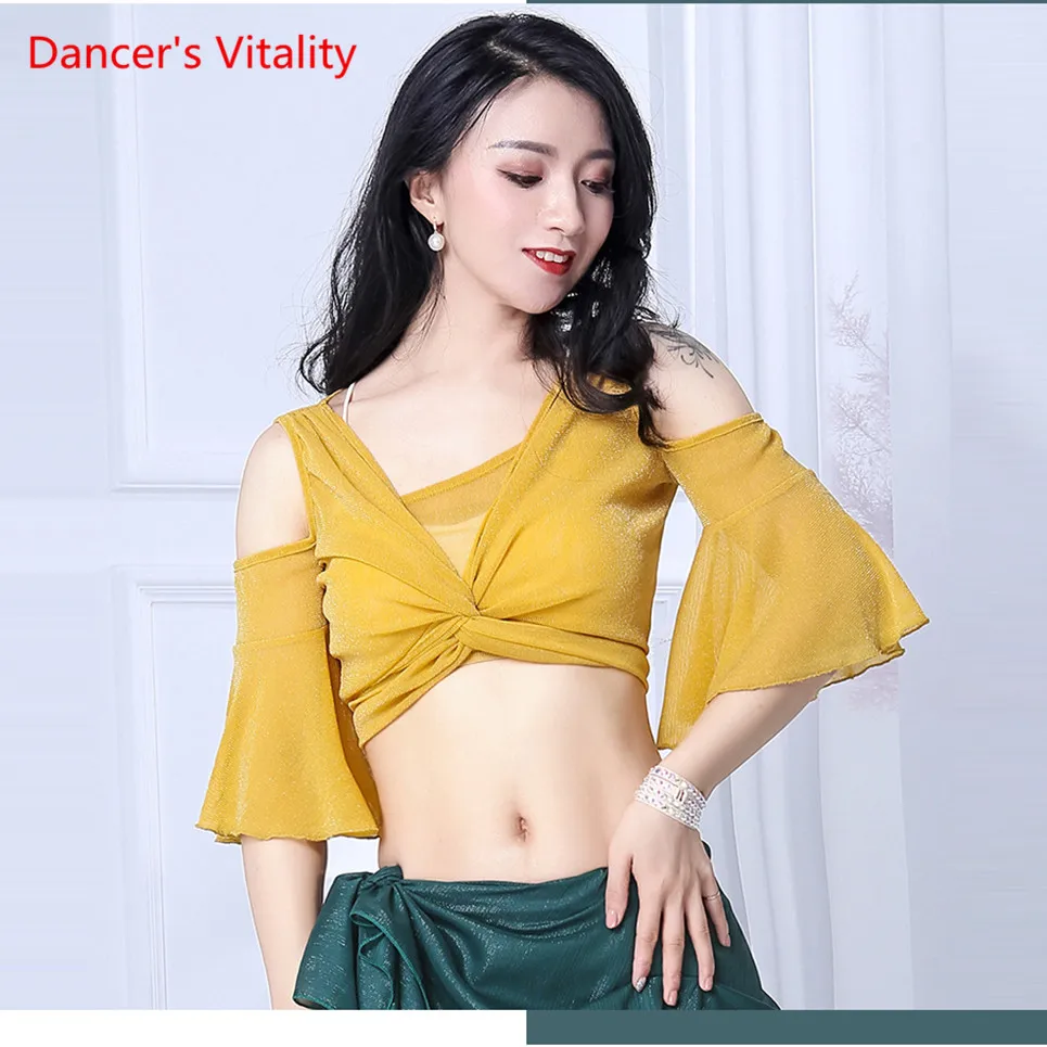 

Sexy Transparent Mesh Top Women's Belly Dance Chest Mesh Yellow Cheap For Sale Oriental Belly Dance Dance Top