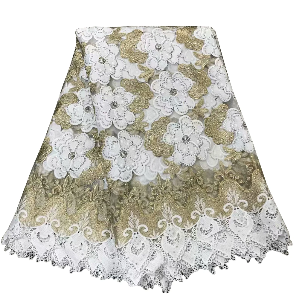 Purple Mix Gold African French Guipure Border Tulle Fabric Embroidery Net Lace With Stones X583-1 | Дом и сад