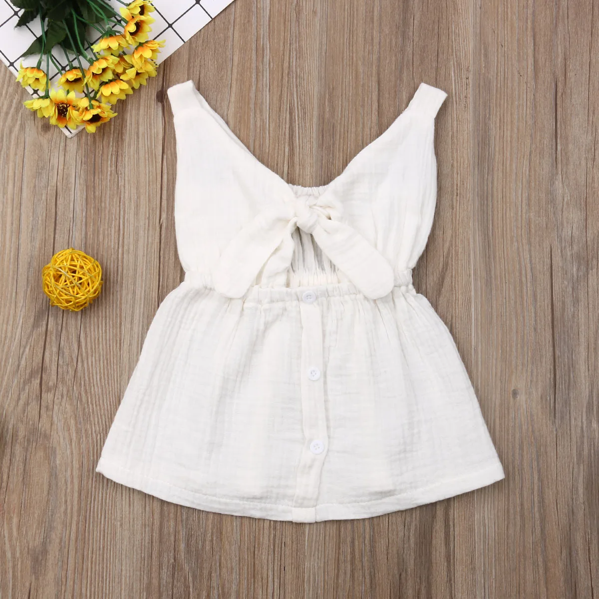 5 Colors Toddler Kids Baby Girls Dress Sleeveless Ruffle Solid Linen Elegant Princess Party Clothes | Детская одежда и обувь