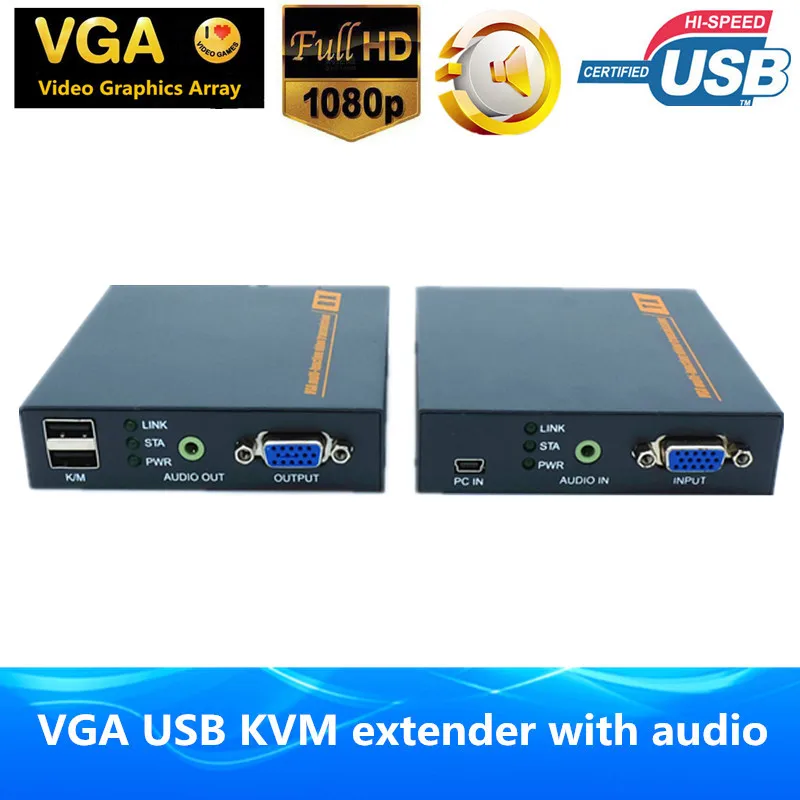 Наивысшее качество 660ft VGA KVM Over IP Extender HD 1080 P передатчик vga видео приемник Поддержка