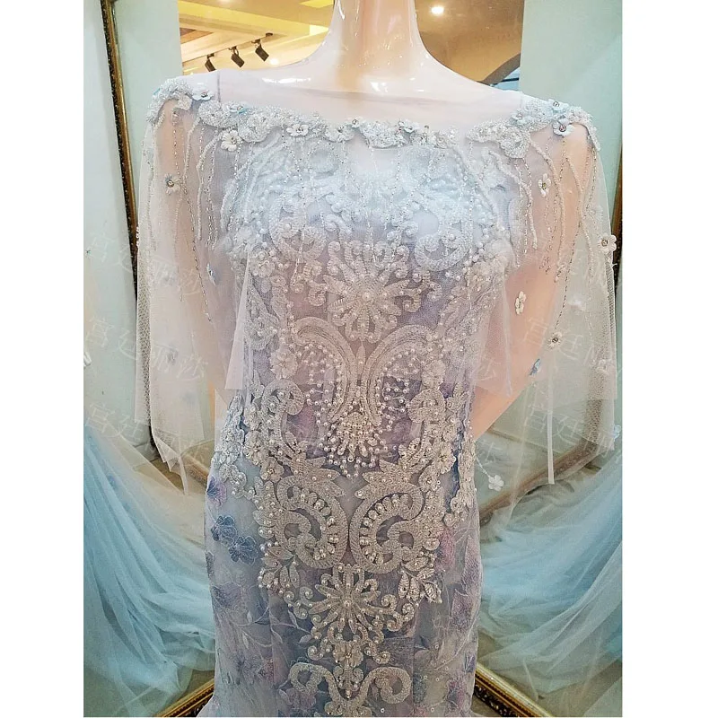 2015 Robe De Soiree светло-Синяя Русалка Аппликация вечернее платье без рукавов с