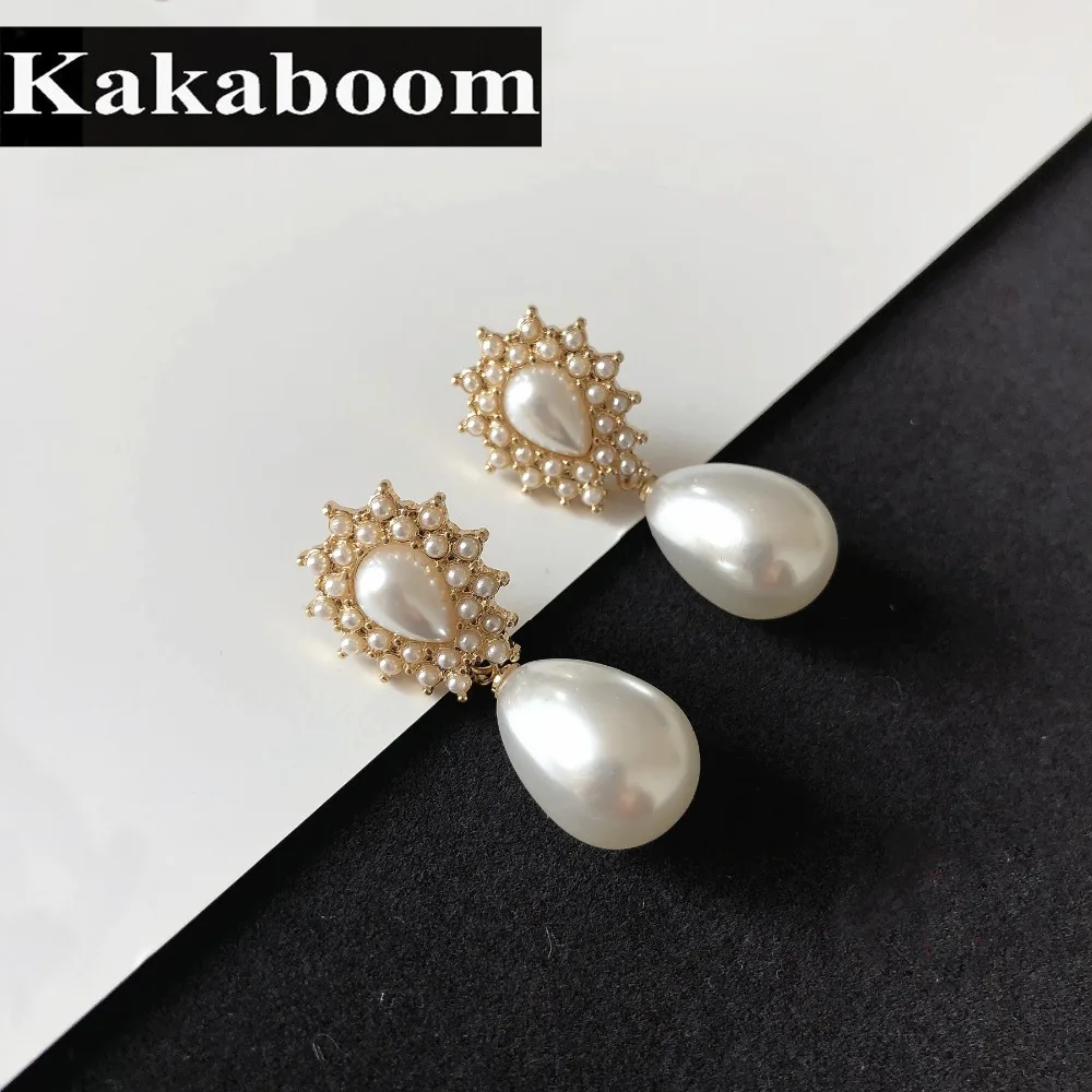 Kakaboom Для женщин ретро Винтаж жемчуг оболочки Нежный Серьги для банкета Свадебная