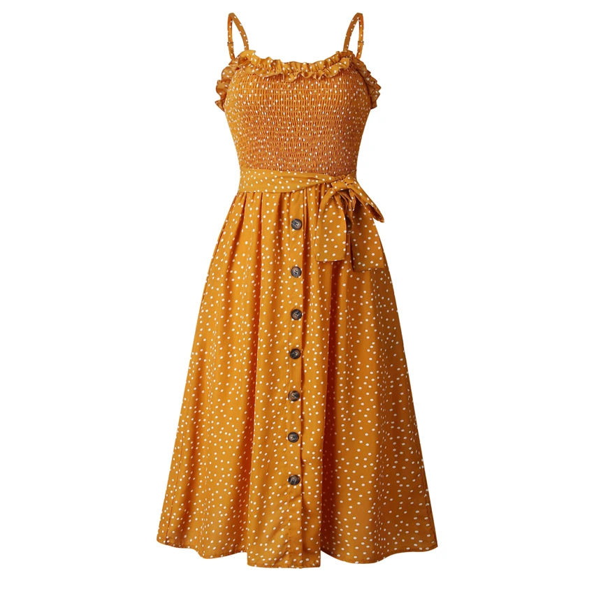 Holiday Print Casual Dresses Ladies Summer Dress 2019 Fashion Polka Dot Women Elegant Ruffle Clothes Vestidos | Женская одежда