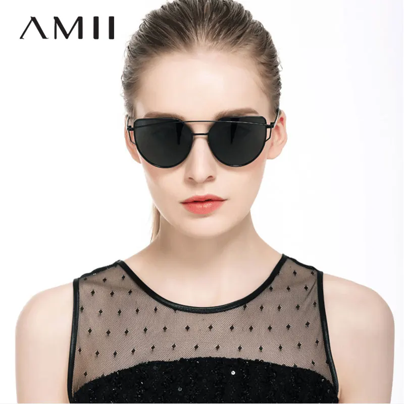 AMII Новый Cat Eye Винтаж солнцезащитные очки для Для женщин металлический плоский