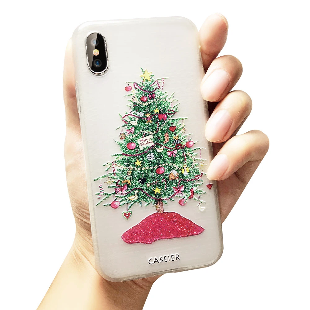 CASEIER новогодний чехол для iPhone 7 защитный прозрачный мягкий Plus Рождественская елка