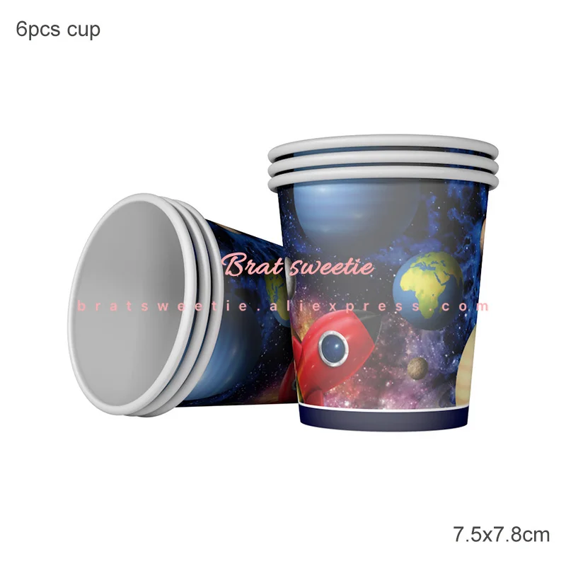 space cup Космические вечерние космонавты и ракеты корабль фольгированные шары галактика солнечная система тема вечерние для мальчиков детские украшения на день рождения - Цвет: space cup