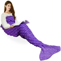 cammitever handmade warm fish scales mermaid tail blanket sofa quilt living room decor for adults kids
