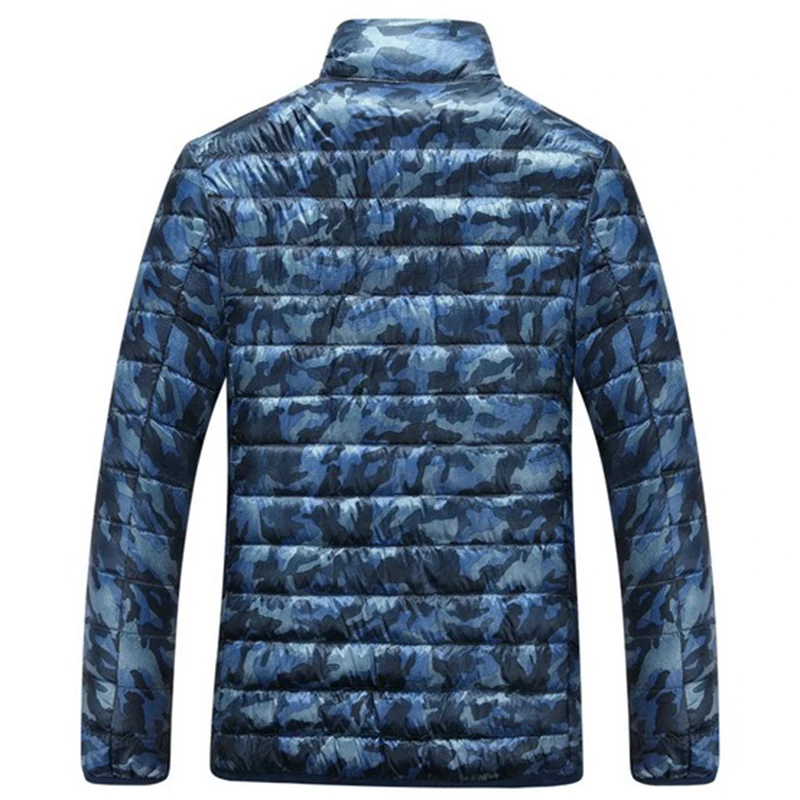 Stand collar camouflage winter jacket men white duck down coat casual ultralight for |