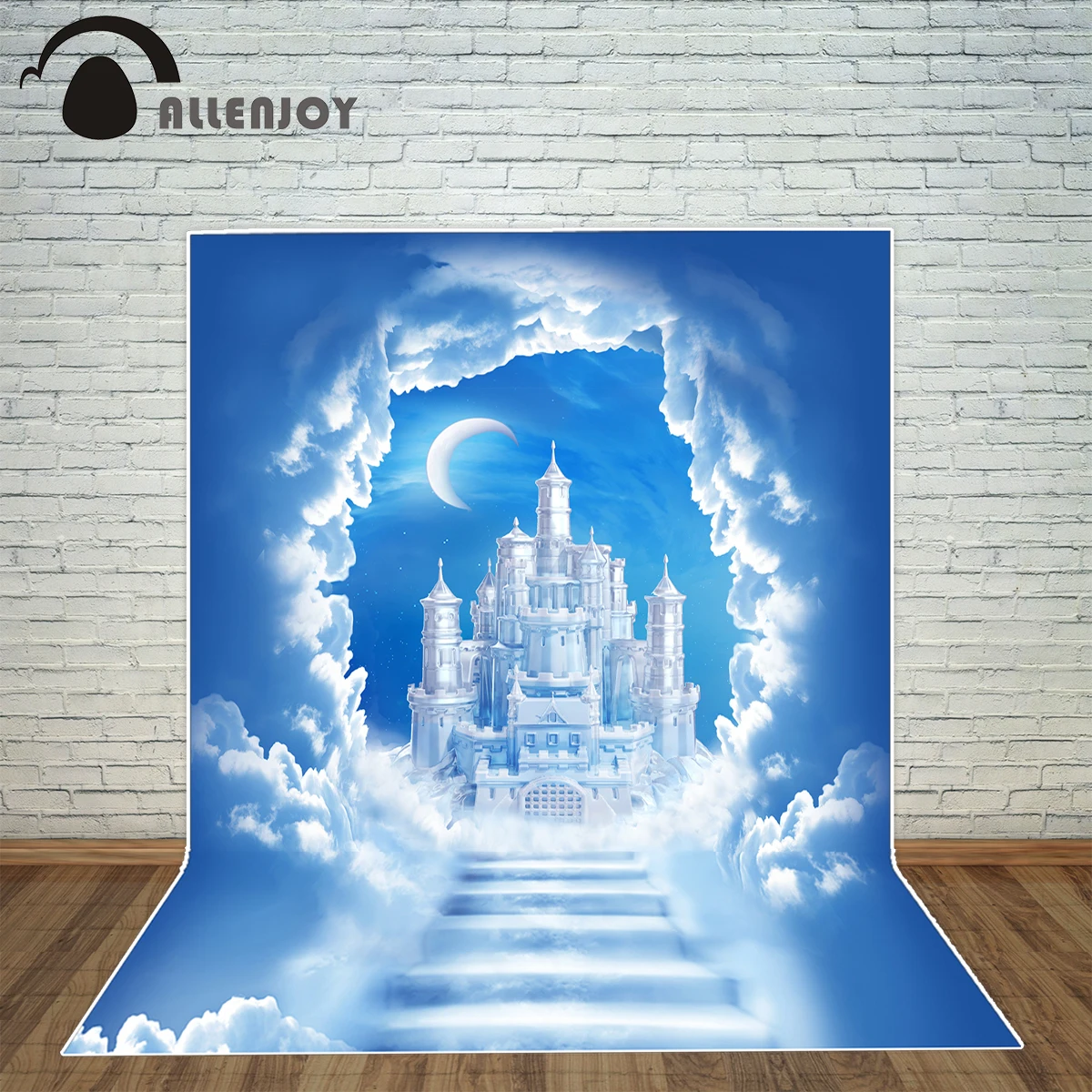 Фон для фотосъемки Allenjoy облачное небо лестница Рождество Луна ледяной замок фон