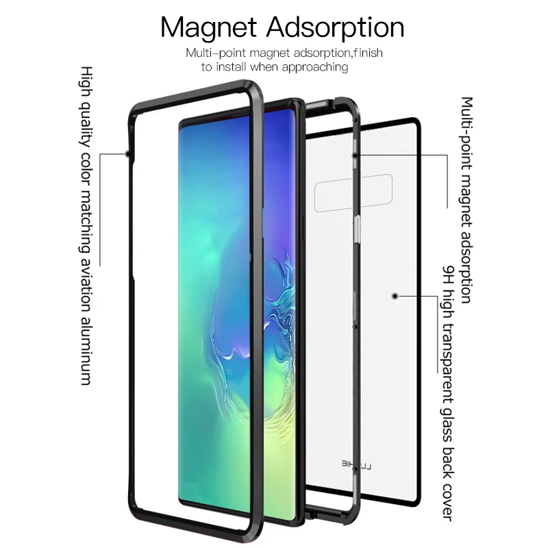 2019 для Galaxy S10 5G магнитный металлический бампер Samsung Note10 pro 4G с закаленным стеклом |