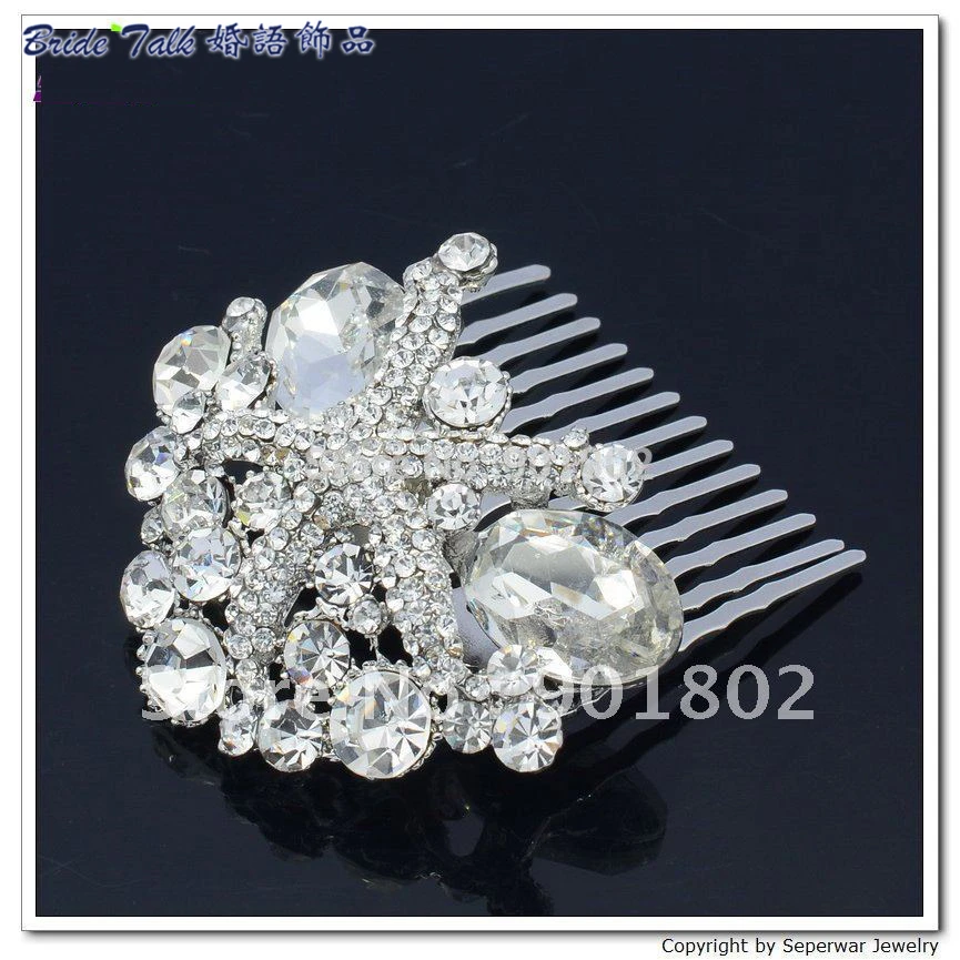 Гребень для волос Женский со стразами в форме морской звезды свадьбы 4995 |