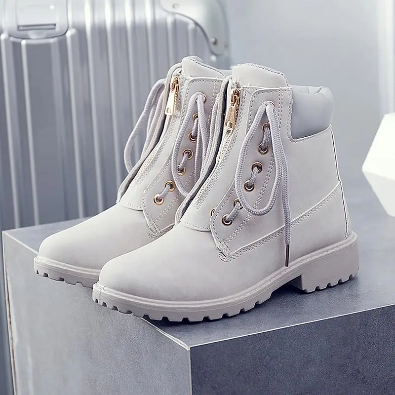 Female shoes winter snow bootswomen warm plus velvet ankle women boots round toe Lace-up zipper dual purpose | Обувь