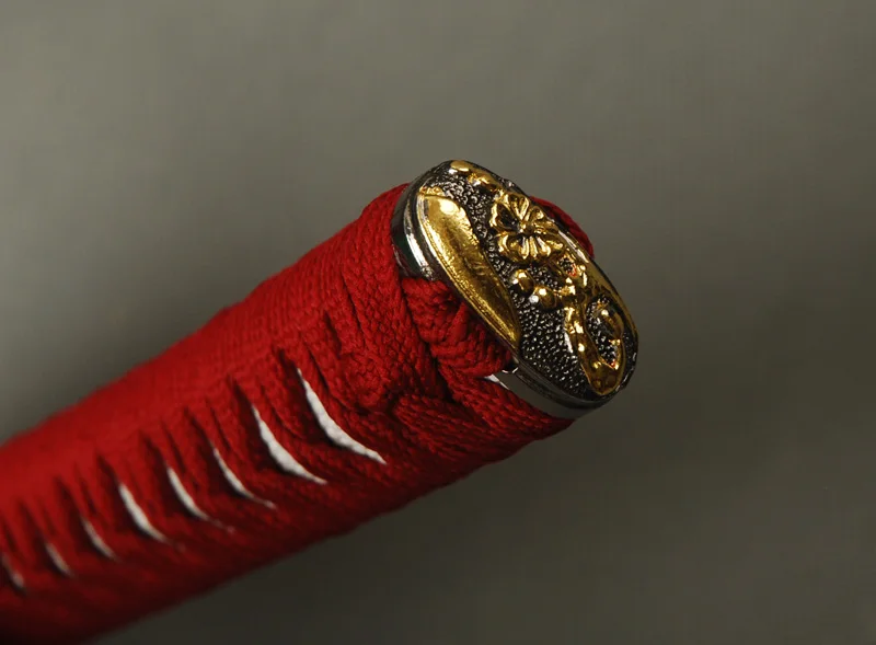 Изящный меч прилегающая ручка для японской катаны прямой Tsuka с Красным Шелком