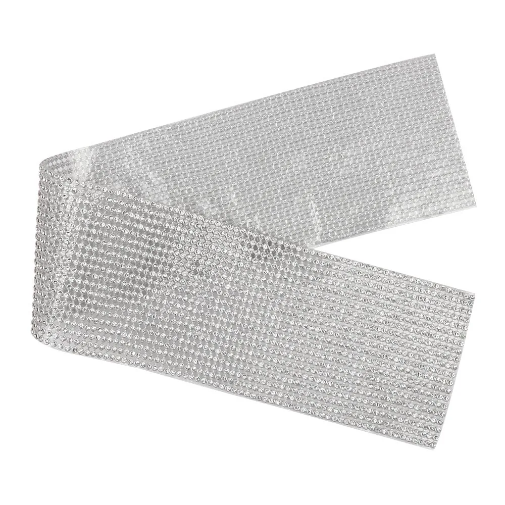 IBOWS 40cm Diamond Mesh Wrap Ribbon Bling Silver Rhinestone Mesh Roll Tape Tulle Crystal Ribbon Cake Wedding Decoration - Цвет: 01