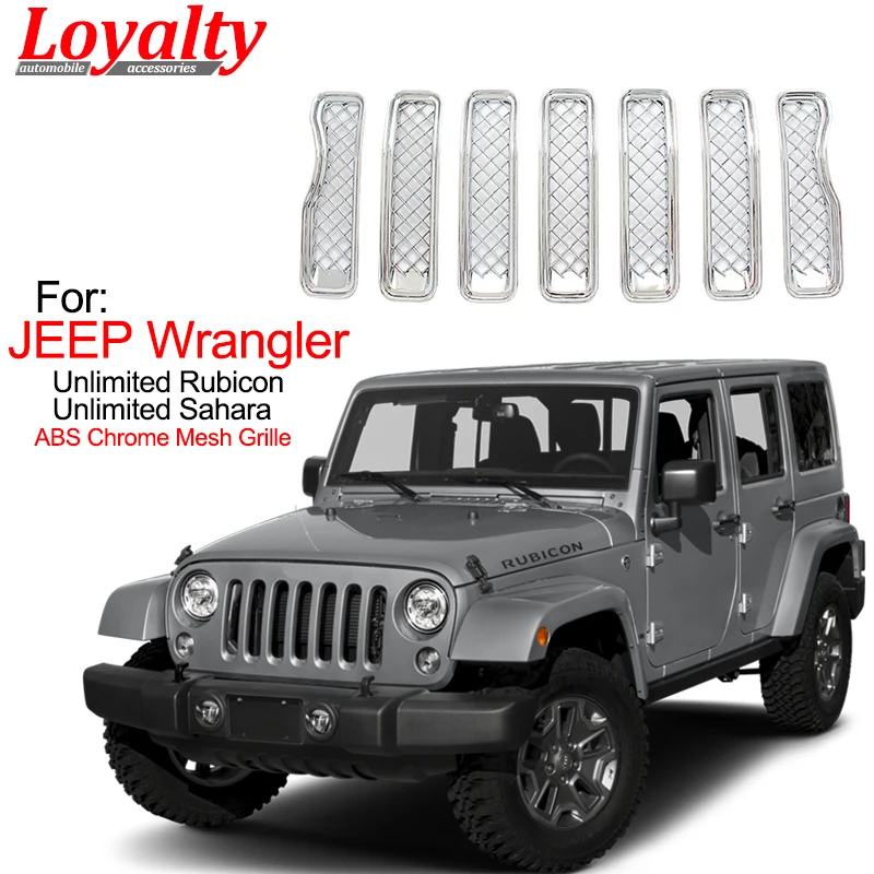 Хромированный гриль из АБС пластика для JEEP Wrangler 2018 неограниченная Передняя