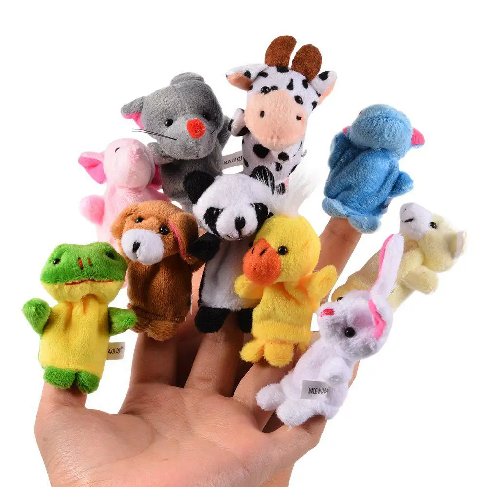 

RCtown Cartoon Animal Plush Finger Puppets Set Animal Finger Puppet Plush Toys Kid Baby Favor Dolls Tell Story Props D15