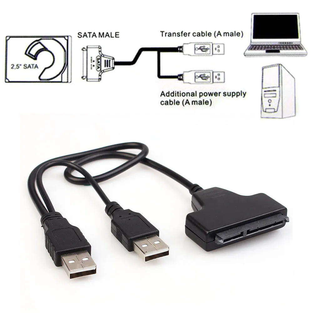 Оптовая продажа переходные кабели SATA USB 2 0 на 7 15 22pin Внешнее питание для 5 ''SSD HDD
