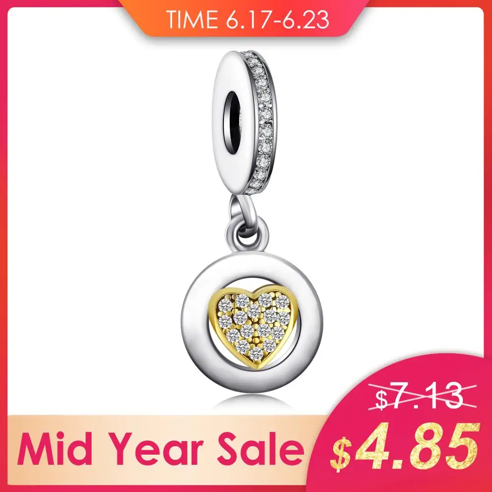 Jewelrypalace 925 пробы серебряный блеск золота Мурано Стекло Сердце Бусины Fit Браслеты