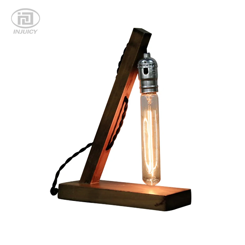 Лофт ретро дерево E27 Эдисон настольная лампа кафе дома Бар Украшение светильник