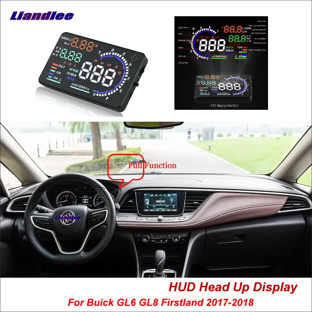 Car Head Up Display HUD For Buick GL6 GL8 Firstland 2017-2018 Safe Driving Screen OBD II Speedometer Projector