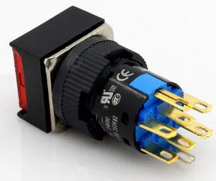 

16MM Switch Automatic Reset square indicator 5A 220VAC DPDT (2a+2b With LED ) K16-282 DIP8 Top red colour new and original